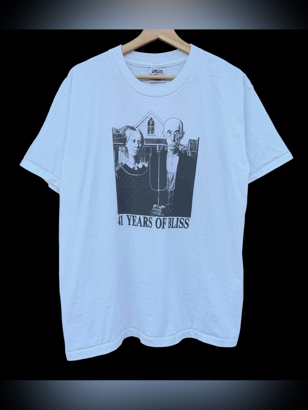 Vintage 90s American Gothic Anniversary Parody T-Shirt Size XL Screen Stars